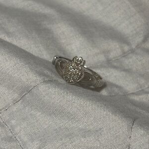 Silver Irish cauda Ring with diamonds size 7